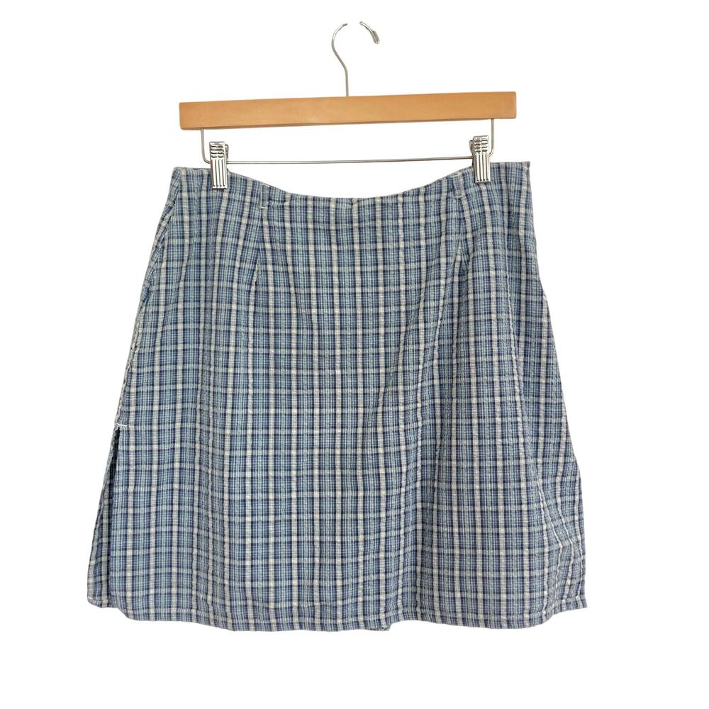 Van Heusen Blue and White Plaid Cotton Skort